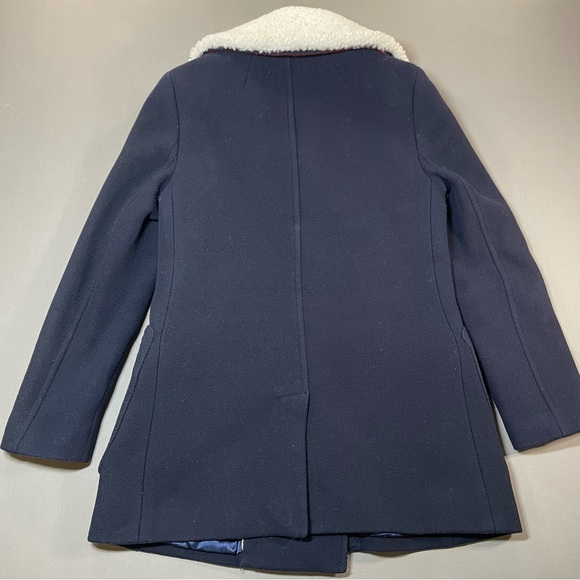 J. Crew Italian Stadium Cloth Faux Fur Collar Pea Coat; Wool Blend - Womens 2 - Picture 11 of 16